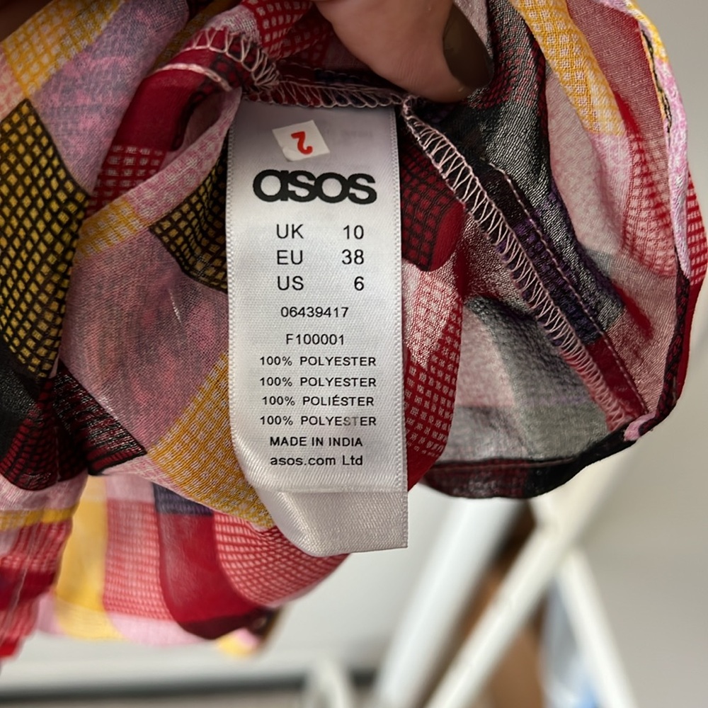 ASOS Checkered Ruffles Blouse Pink 6 - Picture 6 of 6